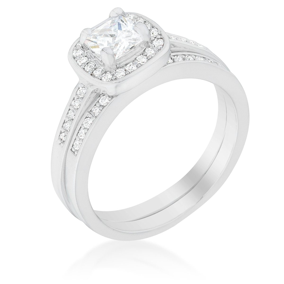 Pave Cushion Wedding Ring Set - Charming Charlie
