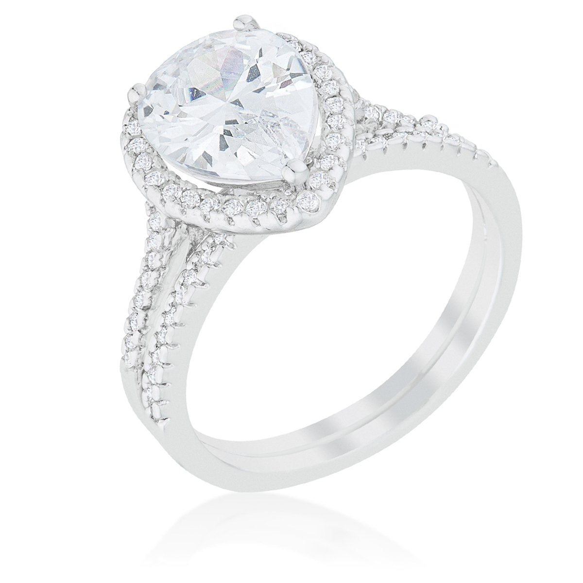 Halo Solitaire Pear Engagement Ring - Charming Charlie
