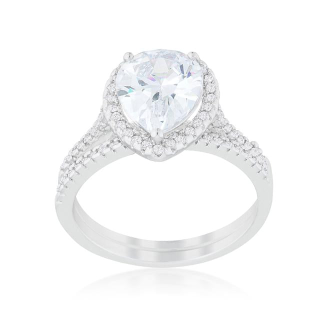 Halo Solitaire Pear Engagement Ring - Charming Charlie