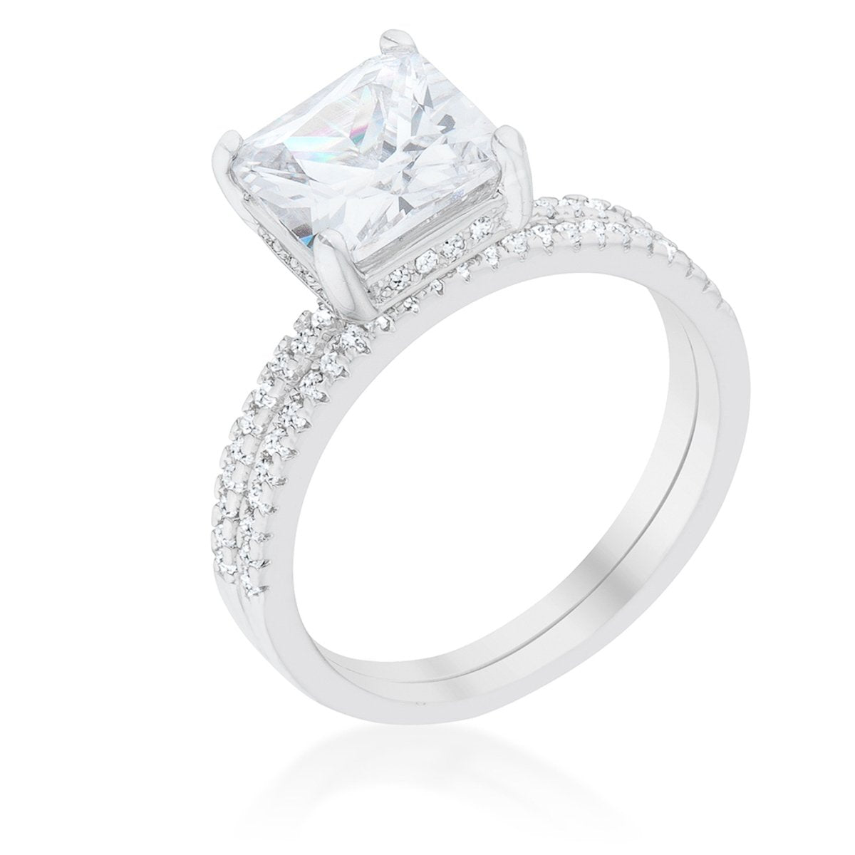 Princess Solitaire Wedding Set Ring - Charming Charlie
