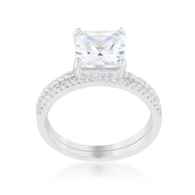 Princess Solitaire Wedding Set Ring - Charming Charlie
