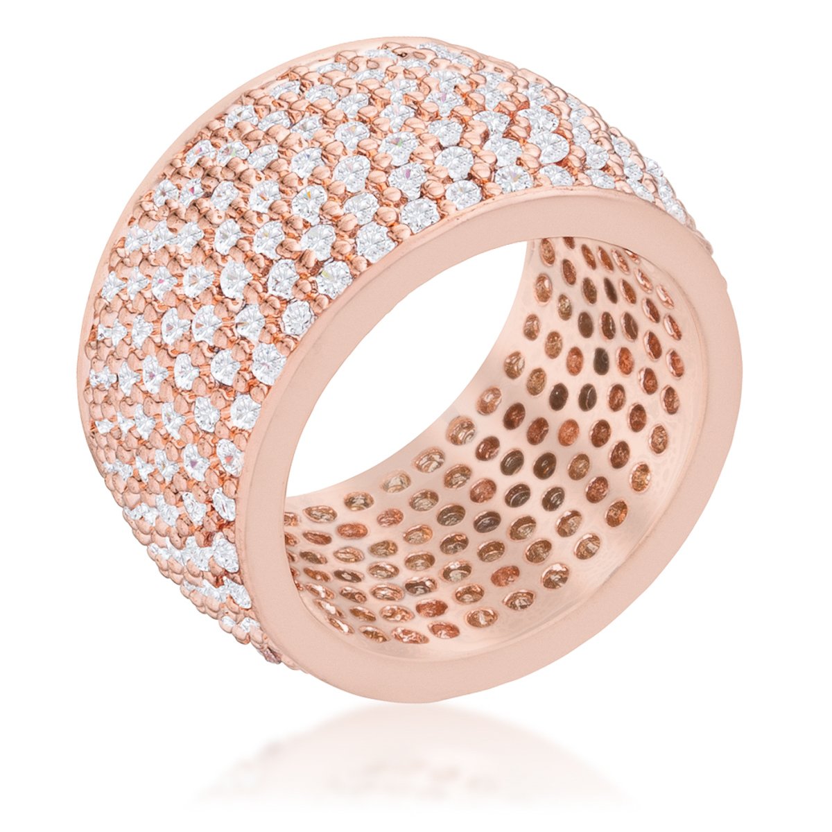 Wide Pave Cubic Zirconia Rose Gold Band Ring - Charming Charlie