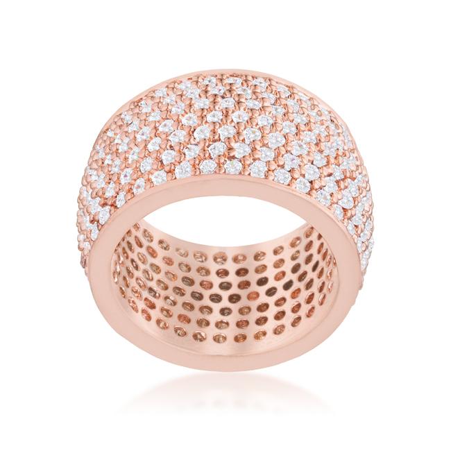 Wide Pave Cubic Zirconia Rose Gold Band Ring - Charming Charlie