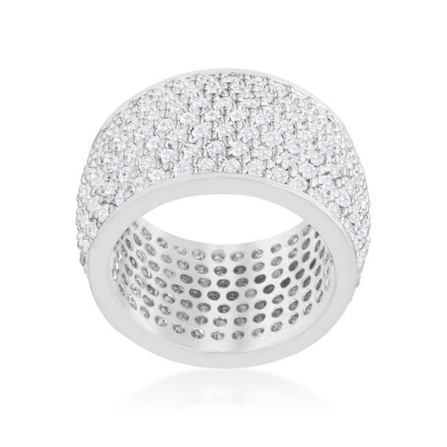 Wide Pave Cubic Zirconia Silvertone Band Ring - Charming Charlie