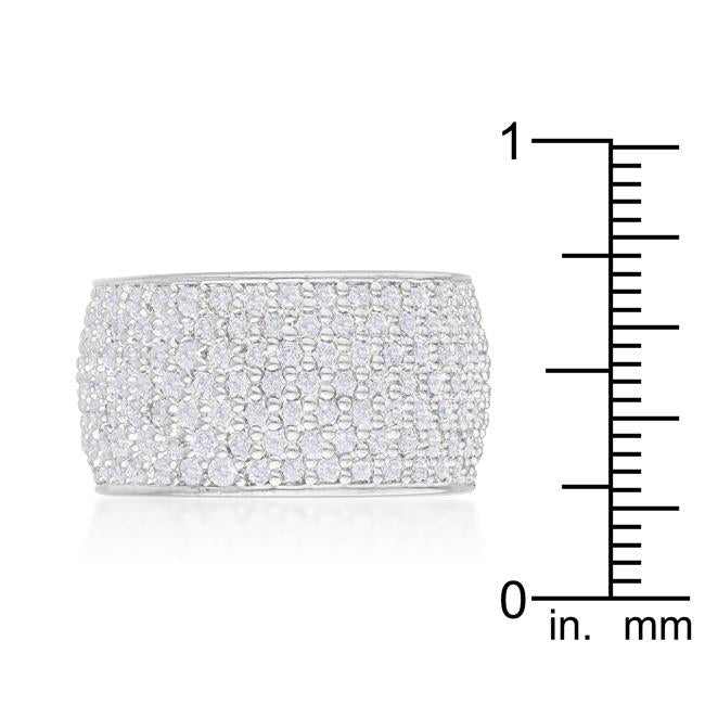 Wide Pave Cubic Zirconia Silvertone Band Ring - Charming Charlie