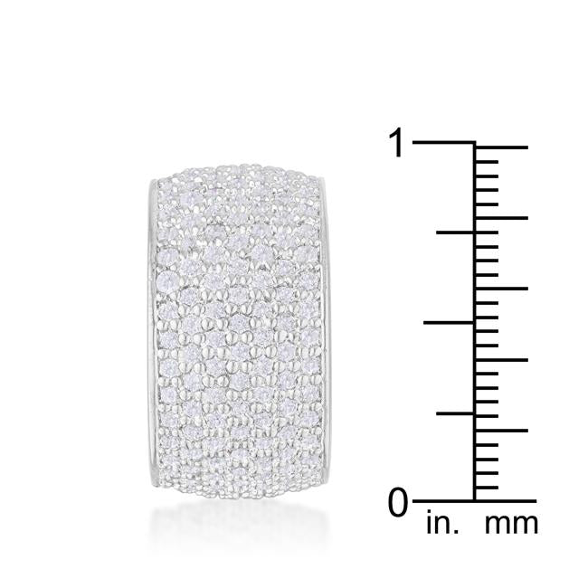 Wide Pave Cubic Zirconia Silvertone Band Ring - Charming Charlie