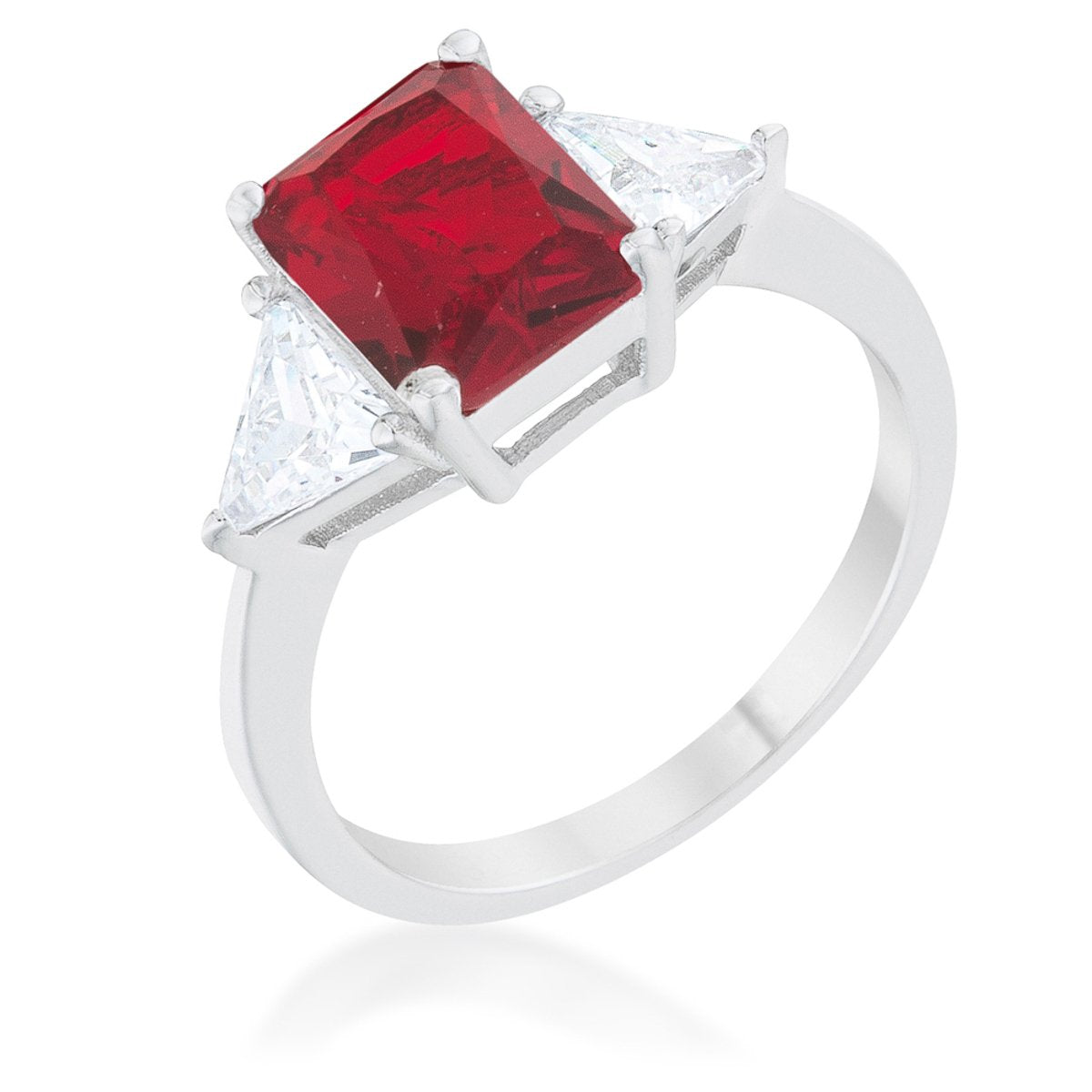 Classic Ruby Rhodium Engagement Ring - Charming Charlie