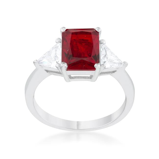 Classic Ruby Rhodium Engagement Ring - Charming Charlie