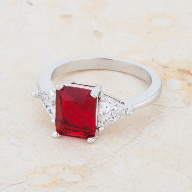 Classic Ruby Rhodium Engagement Ring - Charming Charlie