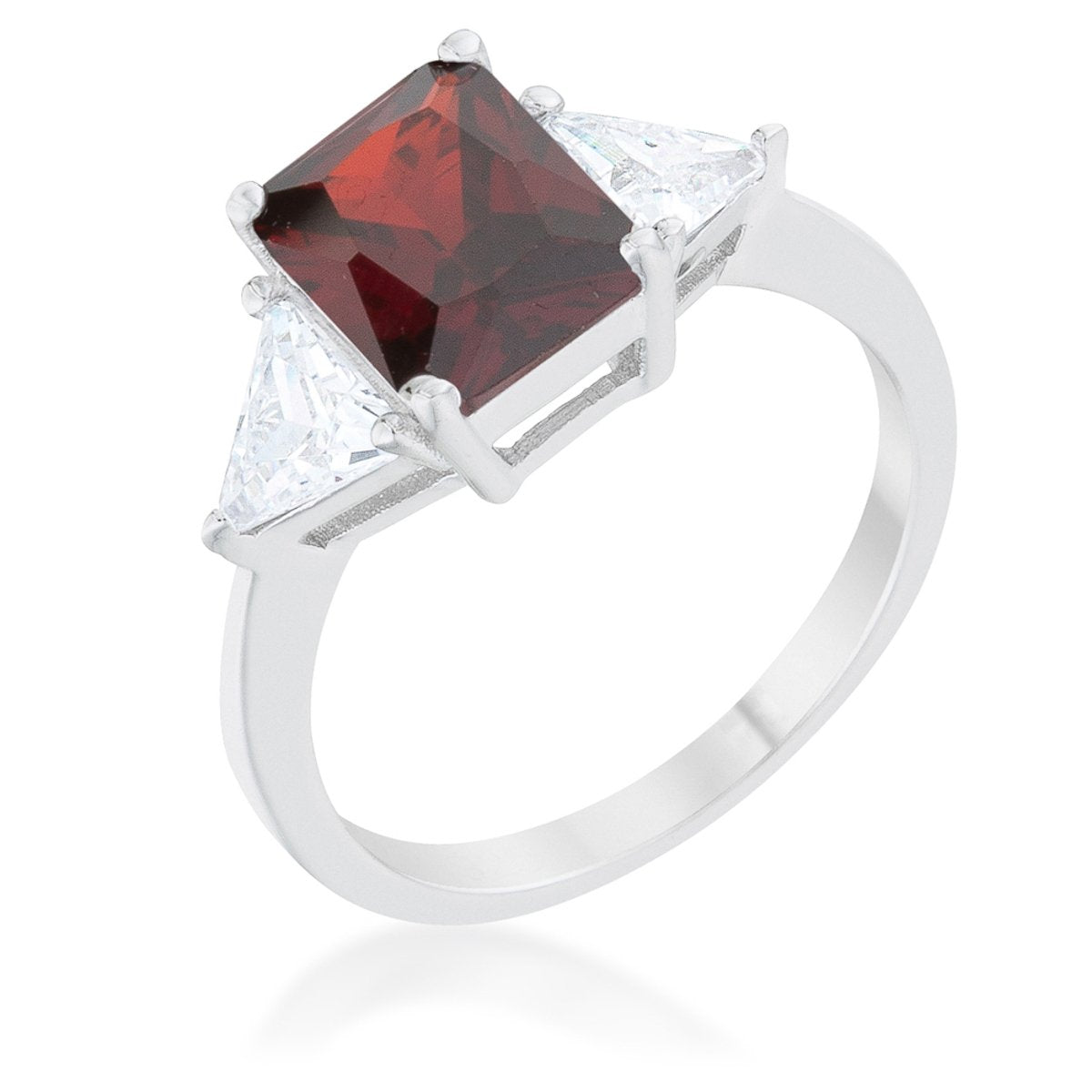 Classic Garnet Rhodium Engagement Ring - Charming Charlie