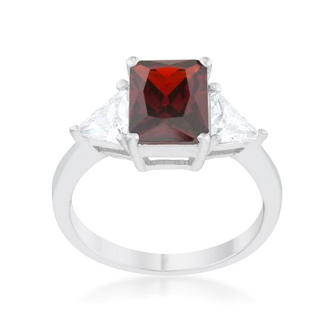 Classic Garnet Rhodium Engagement Ring - Charming Charlie