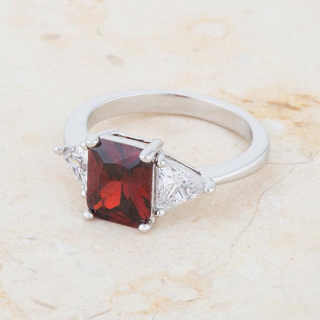 Classic Garnet Rhodium Engagement Ring - Charming Charlie