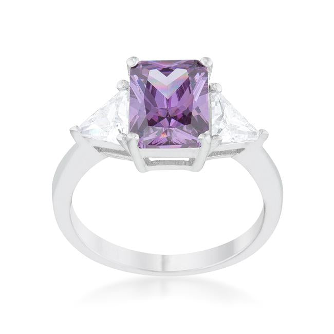 Classic Amethyst Rhodium Engagement Ring - Charming Charlie