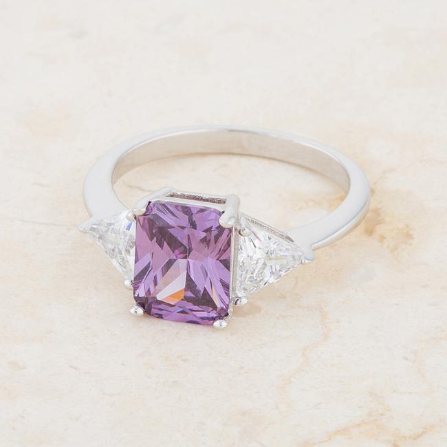 Classic Amethyst Rhodium Engagement Ring - Charming Charlie