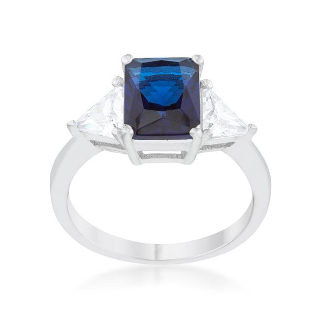 Classic Sapphire Rhodium Engagement Ring - Charming Charlie