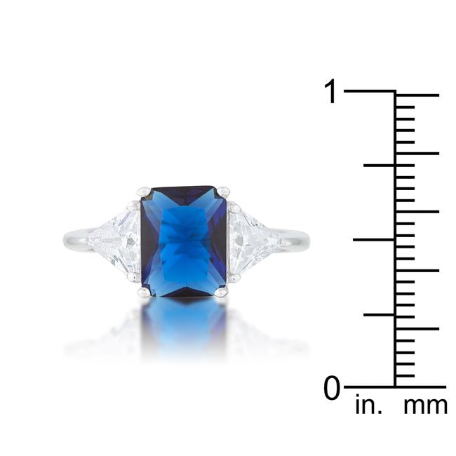 Classic Sapphire Rhodium Engagement Ring - Charming Charlie