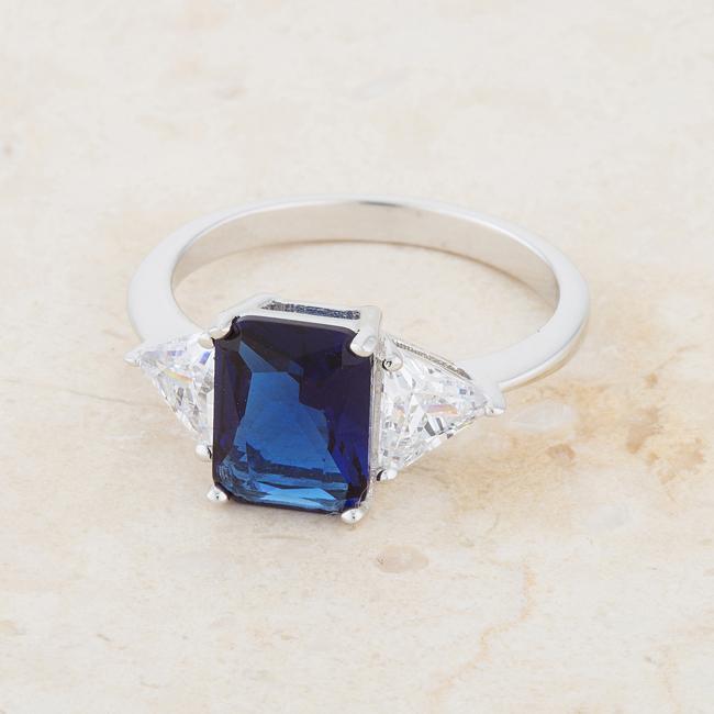 Classic Sapphire Rhodium Engagement Ring - Charming Charlie