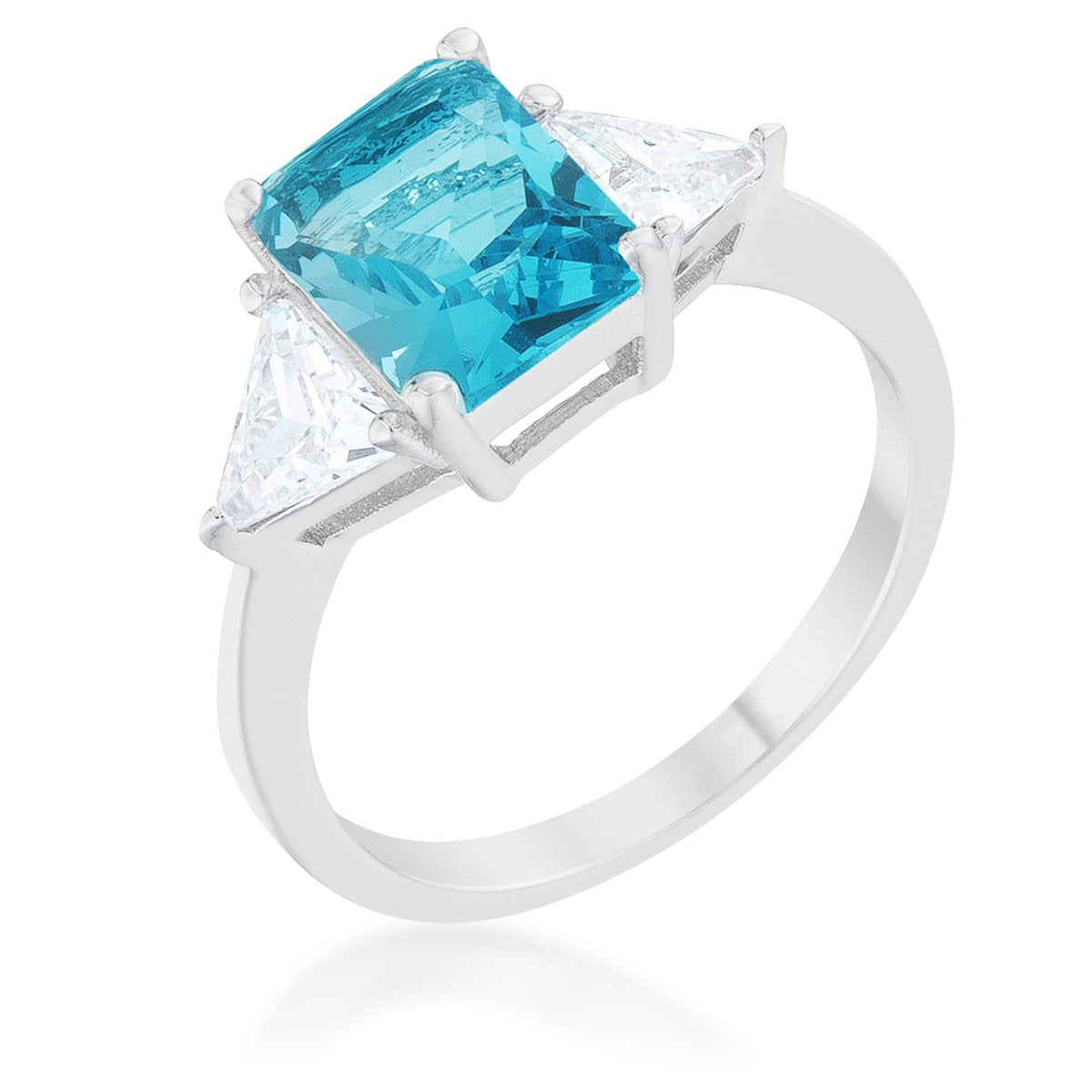 Classic Blue Topaz Rhodium Engagement Ring - Charming Charlie