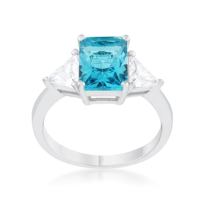 Classic Blue Topaz Rhodium Engagement Ring - Charming Charlie