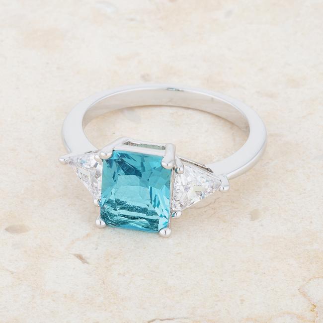 Classic Blue Topaz Rhodium Engagement Ring - Charming Charlie