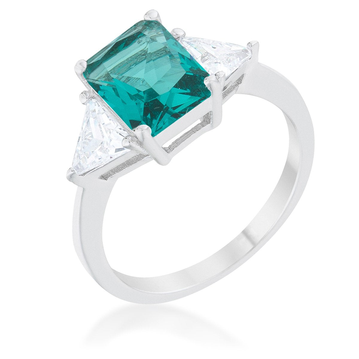 Classic Aqua Rhodium Engagement Ring - Charming Charlie