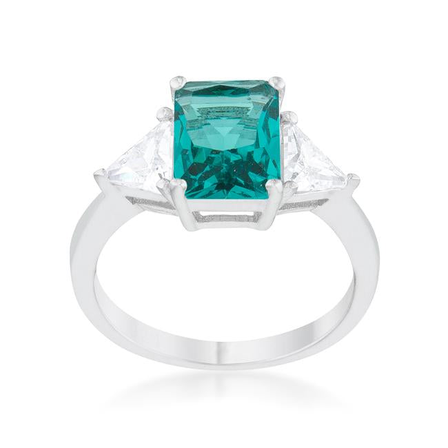 Classic Aqua Rhodium Engagement Ring - Charming Charlie