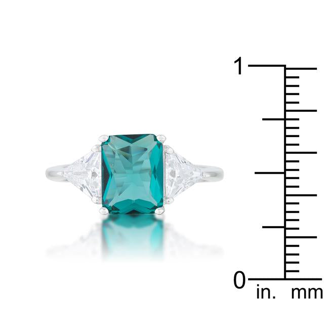 Classic Aqua Rhodium Engagement Ring - Charming Charlie