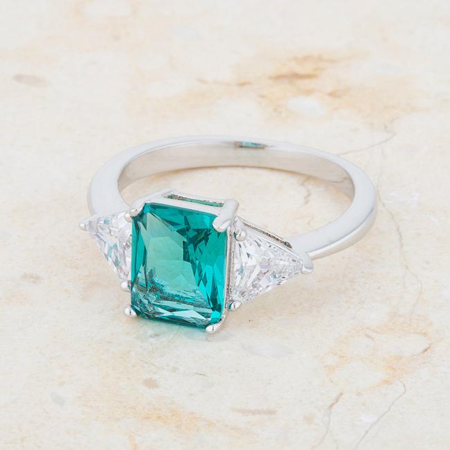 Classic Aqua Rhodium Engagement Ring - Charming Charlie