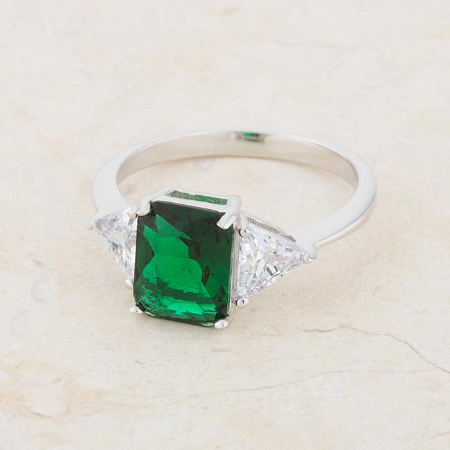 Classic Emerald Rhodium Engagement Ring - Charming Charlie