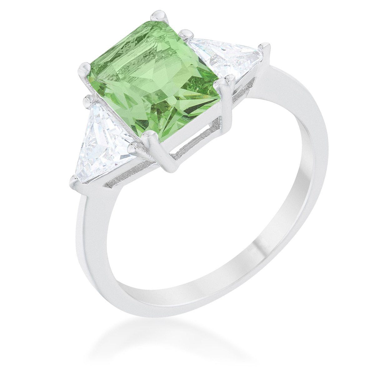 Classic Apple Green Rhodium Engagement Ring - Charming Charlie