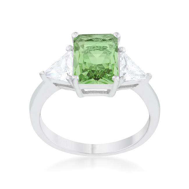 Classic Apple Green Rhodium Engagement Ring - Charming Charlie