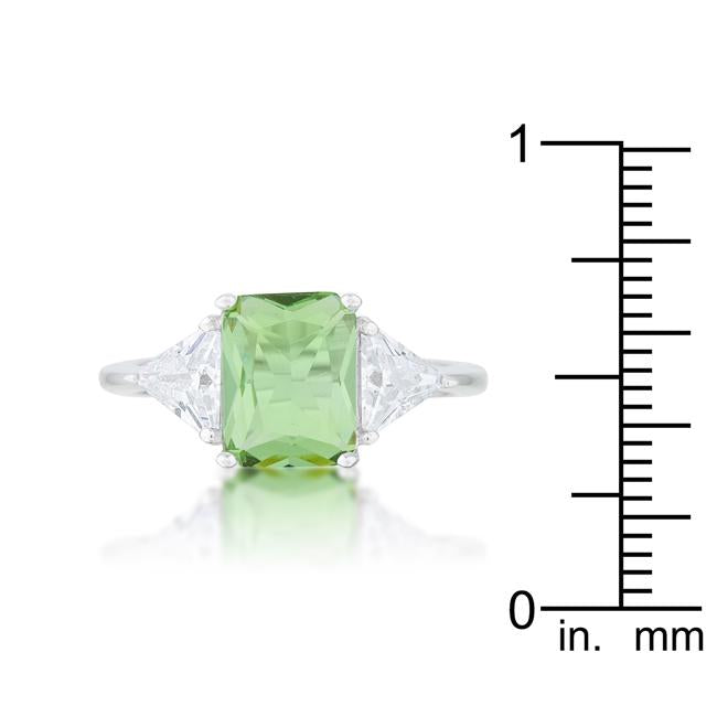Classic Apple Green Rhodium Engagement Ring - Charming Charlie