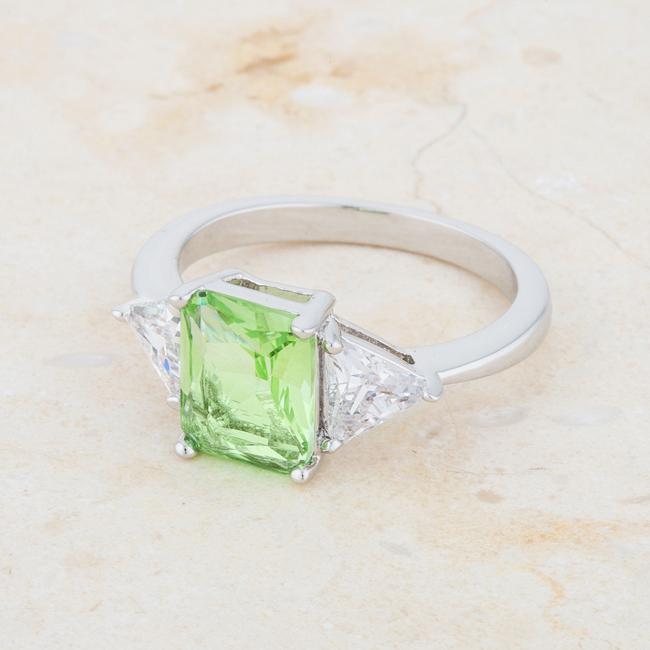 Classic Apple Green Rhodium Engagement Ring - Charming Charlie