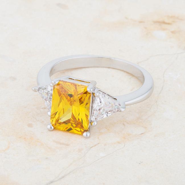 Classic Canary Yellow Rhodium Engagement Ring - Charming Charlie