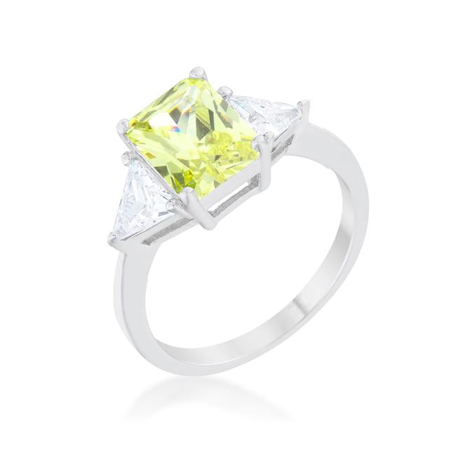 Classic Peridot Rhodium Engagement Ring - Charming Charlie