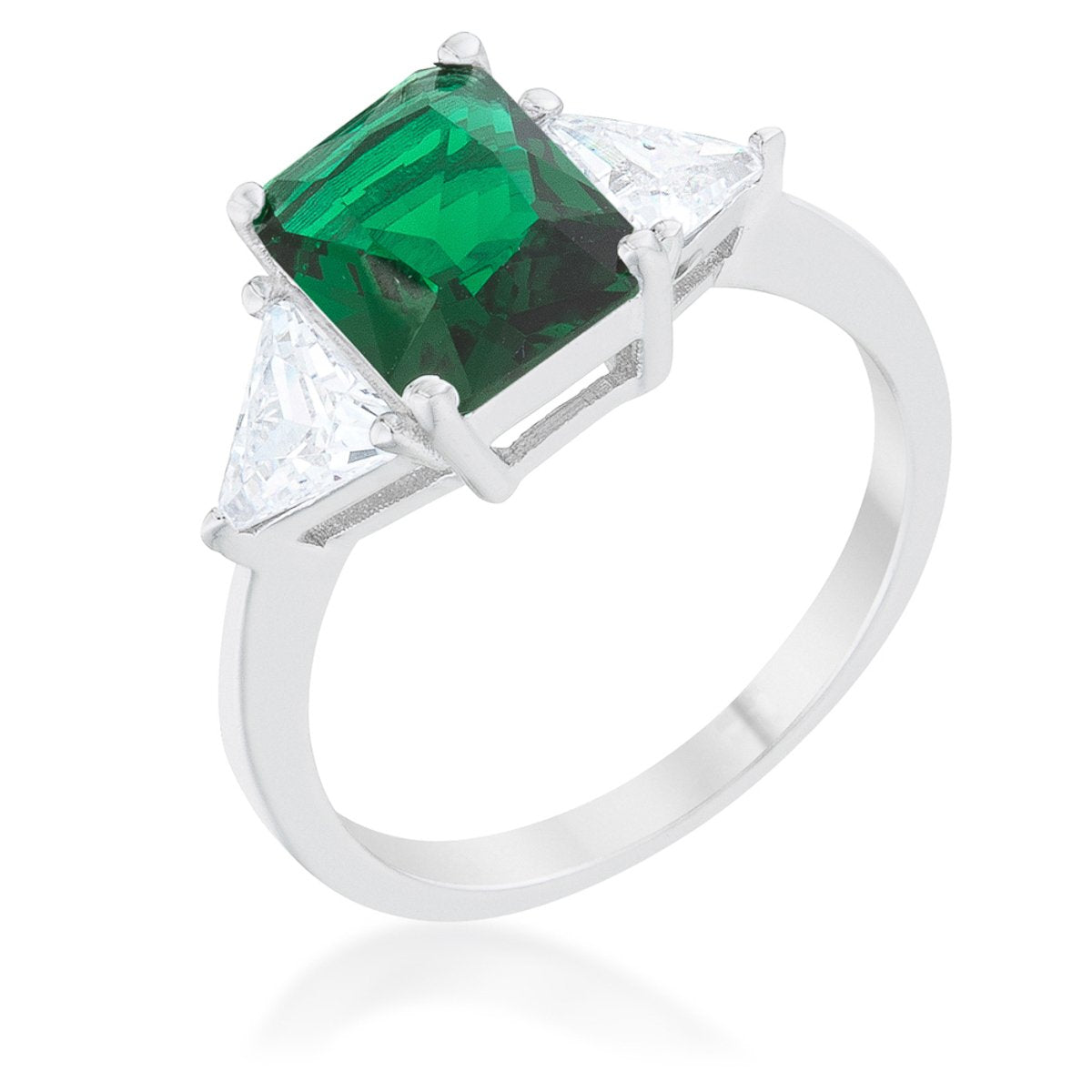 Classic Emerald Green Sterling Silver Engagement Ring - Charming Charlie