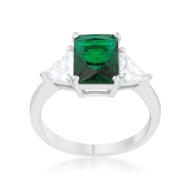 Classic Emerald Green Sterling Silver Engagement Ring - Charming Charlie
