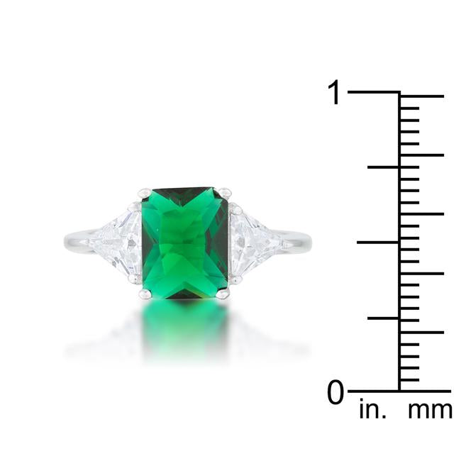 Classic Emerald Green Sterling Silver Engagement Ring - Charming Charlie