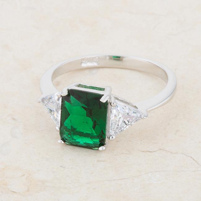 Classic Emerald Green Sterling Silver Engagement Ring - Charming Charlie