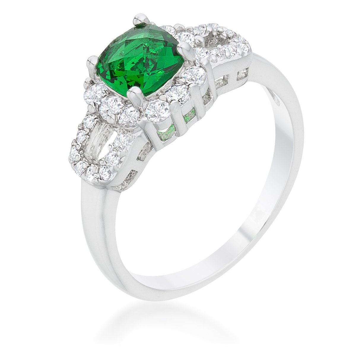 Liz 1.1ct Emerald CZ Rhodium Classic Ring - Charming Charlie