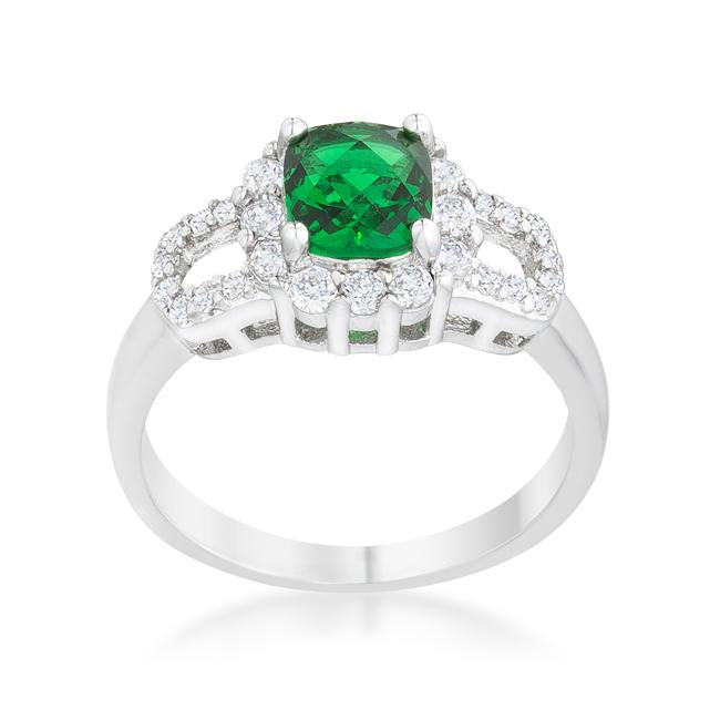 Liz 1.1ct Emerald CZ Rhodium Classic Ring - Charming Charlie