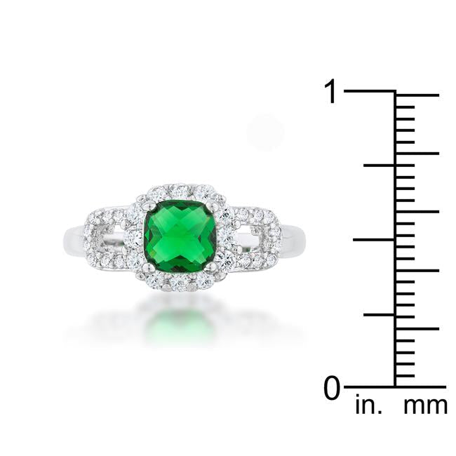 Liz 1.1ct Emerald CZ Rhodium Classic Ring - Charming Charlie