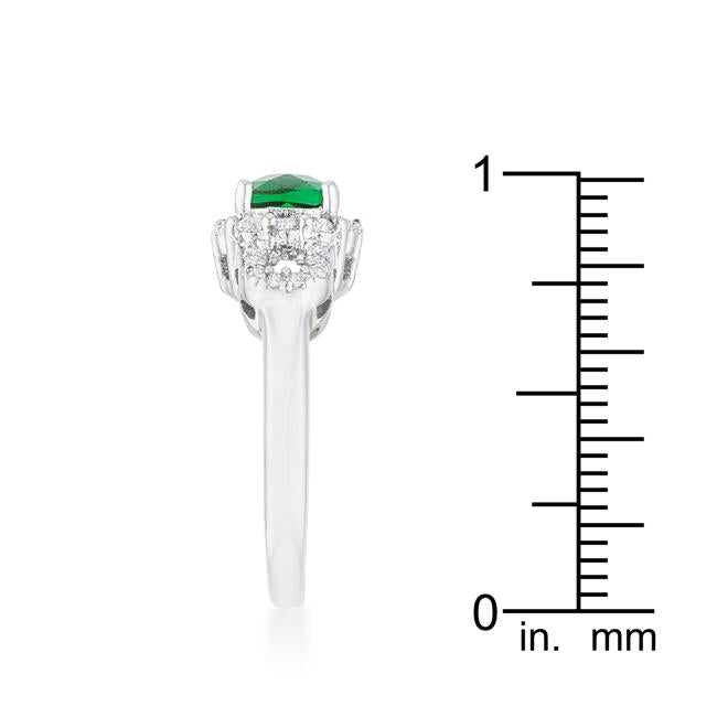Liz 1.1ct Emerald CZ Rhodium Classic Ring - Charming Charlie