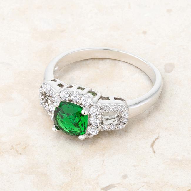 Liz 1.1ct Emerald CZ Rhodium Classic Ring - Charming Charlie
