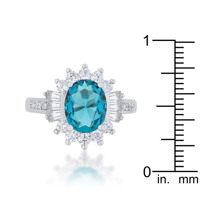 Chrisalee 3ct Aqua CZ Rhodium Classic Ring - Charming Charlie