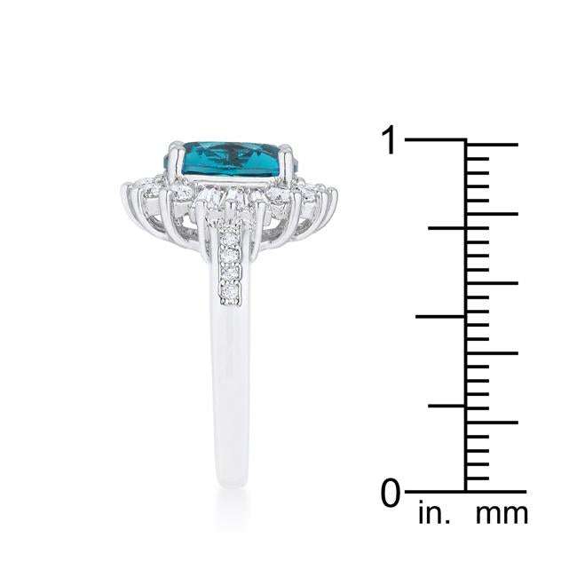 Chrisalee 3ct Aqua CZ Rhodium Classic Ring - Charming Charlie