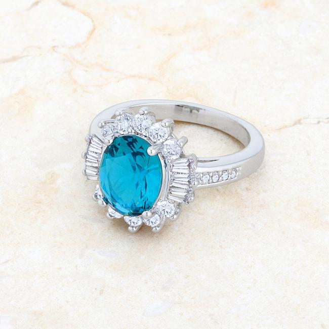 Chrisalee 3ct Aqua CZ Rhodium Classic Ring - Charming Charlie