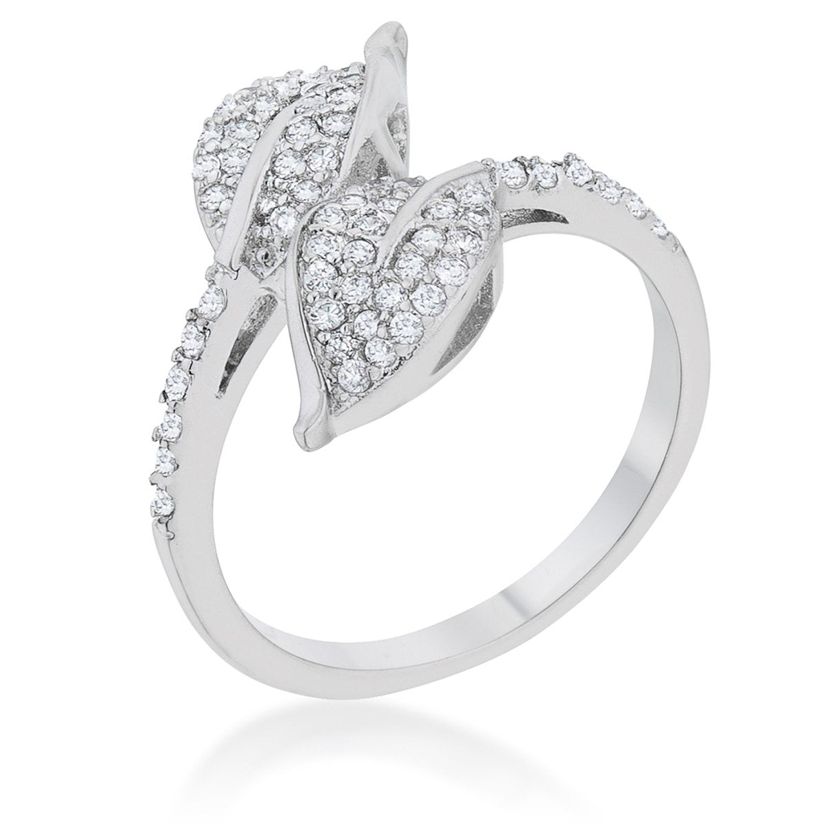 Liana 0.1ct CZ Rhodium Leaf Wrap Ring - Charming Charlie