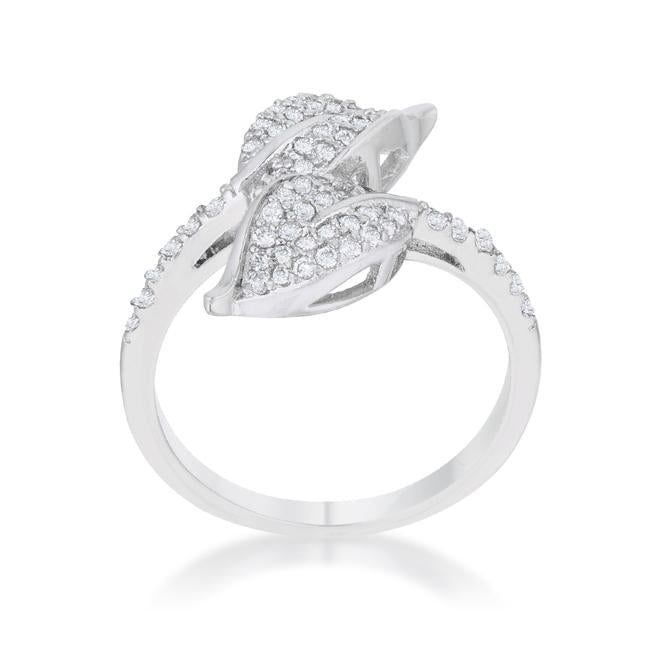 Liana 0.1ct CZ Rhodium Leaf Wrap Ring - Charming Charlie