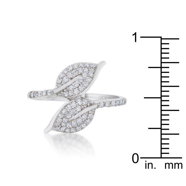 Liana 0.1ct CZ Rhodium Leaf Wrap Ring - Charming Charlie